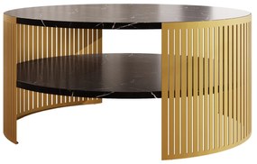 Konferenčný stolík Zinzit Gold, Farba: zlatá/biely mramor
