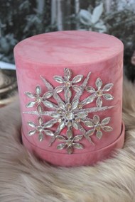 Ružová vianočná dekorácia so sviečkou 38cm