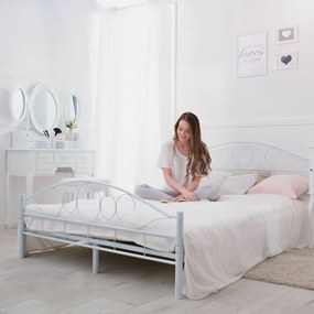 Kovový posteľový rám s lamelami v rôznych veľkostiach a farbách, 140x200 cm, Mimi, biely