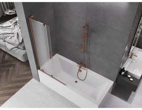 Mexen Velar L, 2-krídlová posuvná vaňová zástena 90 x 150 cm, 8mm sklo námraza, ružové zlato, 896-090-003-31-60