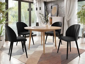 Okrúhly stôl Botiler FI 120 so 4 stoličkami ST100 04, Farby: natura, Potah: Magic Velvet 2225, Farby nožičiek stola: natura