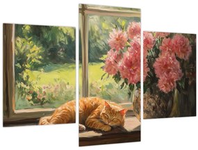 Obraz - Mačka na okne (90x60 cm)