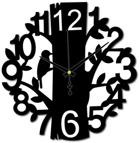 Drevené nástenné hodiny Vtáčik – moderný dizajn, tichý chod | SENTOP HDF0162-ruka-cierna