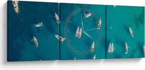 Obraz - Plachetnica (s hodinami) (90x30 cm)