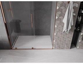 Mexen Velar, posuvné dvere do otvoru 130x200 cm, 8mm číre sklo, ružové zlato, 871-130-000-01-60