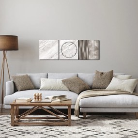 Obraz - Mramor so striebornými linkami (s hodinami) (90x30 cm)