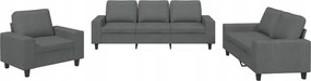 vidaXL 3-dielna sedacia súprava, tmavosivá, čalúnená látkou