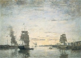 Sklenený obraz - Eugène Boudin, Entrance to the Harbor, Le Havre, reprodukcia (70x50 cm)