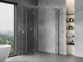 Mexen Mist-H Duo, 2-krídlový výklopný sprchový kút 120 x 90 cm, číre sklo, chrómový profil, 8A5-120L-090P-01-00