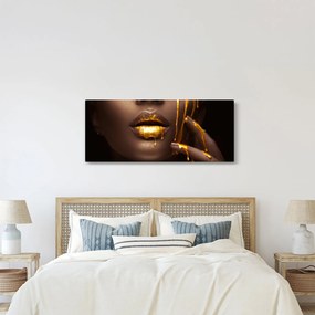 Obraz - Žena so zlatými perami (120x50 cm)