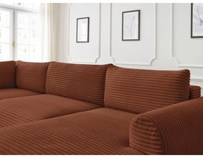 Menčestrová rozkladacia rohová pohovka v tehlovej farbe (pravý roh/do "U") Lucien – Bobochic Paris