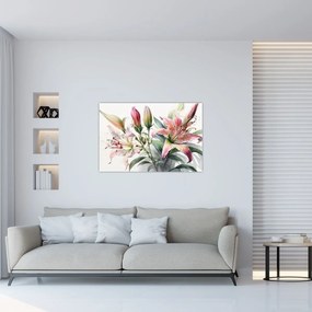 Obraz - Ľalia, ilustrácie (90x60 cm)