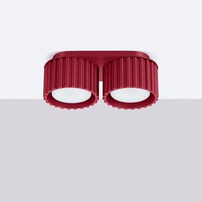 Stropné svietidlo Aura, 2x bordové hliníkové tienidlo, (6 cm)