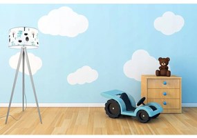 Detská stojacia lampa Bambi, 1x textilné tienidlo so vzorom, (výber z 2 farieb konštrukcie)