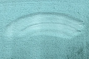 Okrúhly koberec BUNNY aqua modrý, imitácia králičej kožušiny
