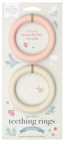 A Little Lovely Company - silikónové hryzadielka - jahody so smotanou, 2 ks