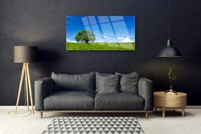 Obraz na skle Tráva strom príroda 120x60 cm