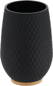 Sada kúpeľňových doplnkov Tova, čierna/s drevenými prvkami