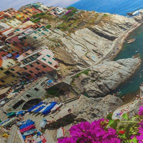 Obraz - Talianska dedinka Manarola (120x50 cm)