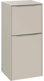 VILLEROY &amp; BOCH Subway 3.0 závesná bočná skrinka nízka, 1 dvierka + 1 zásuvka, pánty vľavo, 400 x 362 x 860 mm, Cashmere Grey, C59400VN