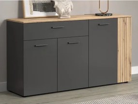 Komoda so zásuvkou Esteban 150 cm, antracit/dub evoke%