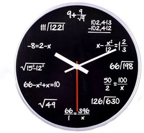 Matematické hodiny - čierne, 30cm