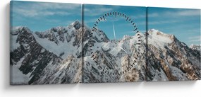 Obraz zasnežených vrcholkov, Fiordland (s hodinami) (90x30 cm)