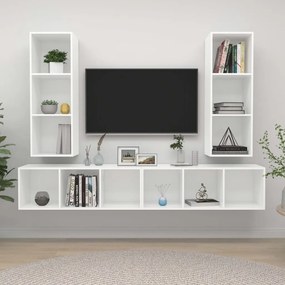Nástenné TV skrinky 4 ks biele drevotrieska