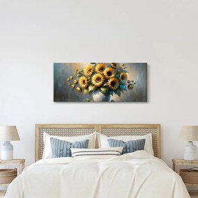 Obraz – Váza so slnečnicami (120x50 cm)