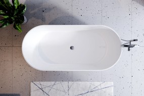Besco Voľne stojaca vaňa z liateho mramoru Lova BW Matt 160x74, biela lesk/čierna mat BESCO-Typ výpuste: Click-Clack štandard, chróm