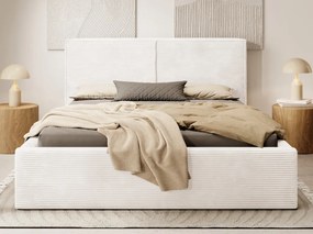 Posteľ Inez 180x200 cm, smotanovo biela štruktúrovaná látka