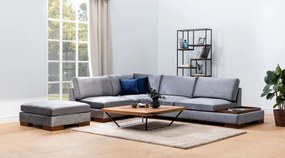 Tulipán Rohový Ľavý s Pouf - Tmavošedý