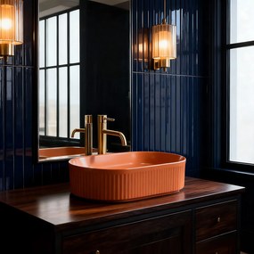 Rea Vanda, umývadlo na dosku 490x310x130 mm, oranžová matná, REA-U6377