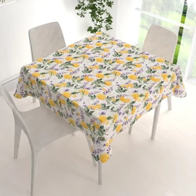 Biante Dekoračný štvorcový obrus PML-103 Pomaranče medzi kvetmi na bielom 130x130 cm