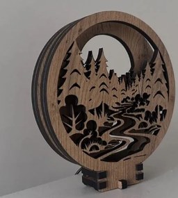 Drevená lampička na nočný stolík Les