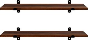 Súprava nástenných políc, sada 2 ks, 60 x 20 x 7 cm, hnedá a čierna