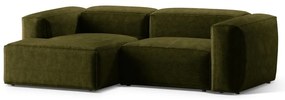 Zelená menčestrová rohová pohovka (ľavý roh/s leňoškou) Bergamo – Cosmopolitan Design