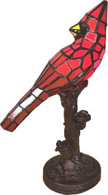 Stolná lampa Tiffany Red Parrot - 15*12*33 cm E14/max 1*25W