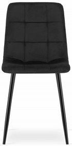 AKCIA Čierna zamatová stolička KARA s čiernymi nohami II. akosť