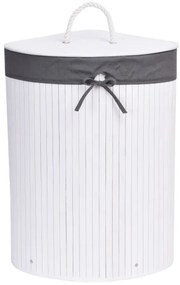 Rohový kôš na bielizeň 60 l bambusový biely / sivý