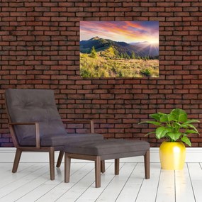 Sklenený obraz - Lesná krajina (70x50 cm)