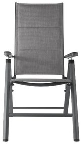 Livarno home Hliníkový záhradný stôl Houston/Toronto, sivý + Hliníkové kreslo Toronto s vysokým operadlom, antracitové, 6 kusov  (800008250)