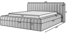 Tmavosivá čalúnená dvojlôžková posteľ s úložným priestorom s roštom 160x200 cm Carilla – ELTAP