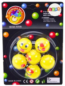 LEAN TOYS Sada gumových loptičiek Emoji žltá - 6 kusov