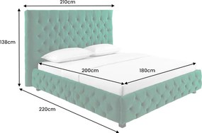 Dizajnová posteľ Laney Chesterfield 180 x 200 cm zelený zamat