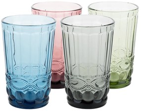 Poháre na vodu, set 4 ks, 350 ml, farebné vintage, SAVOY TYP 1
