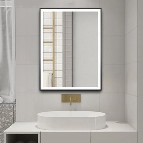 Aqualine Aqualine, CORNA zrkadlo s LED osvetlením 60x80cm, dotykový senzor, stmievateľné, čierna matná, CN060