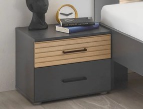 Nočný stolík Laurie, grafit/dub