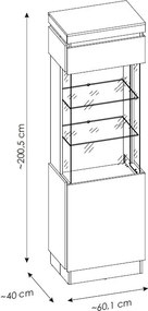 Vysoká vitrína Campania 60 cm, biela/antracit, pravá