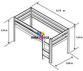 Detská vyvýšená posteľ DOMČEK ružový - PRÍRODNÉ